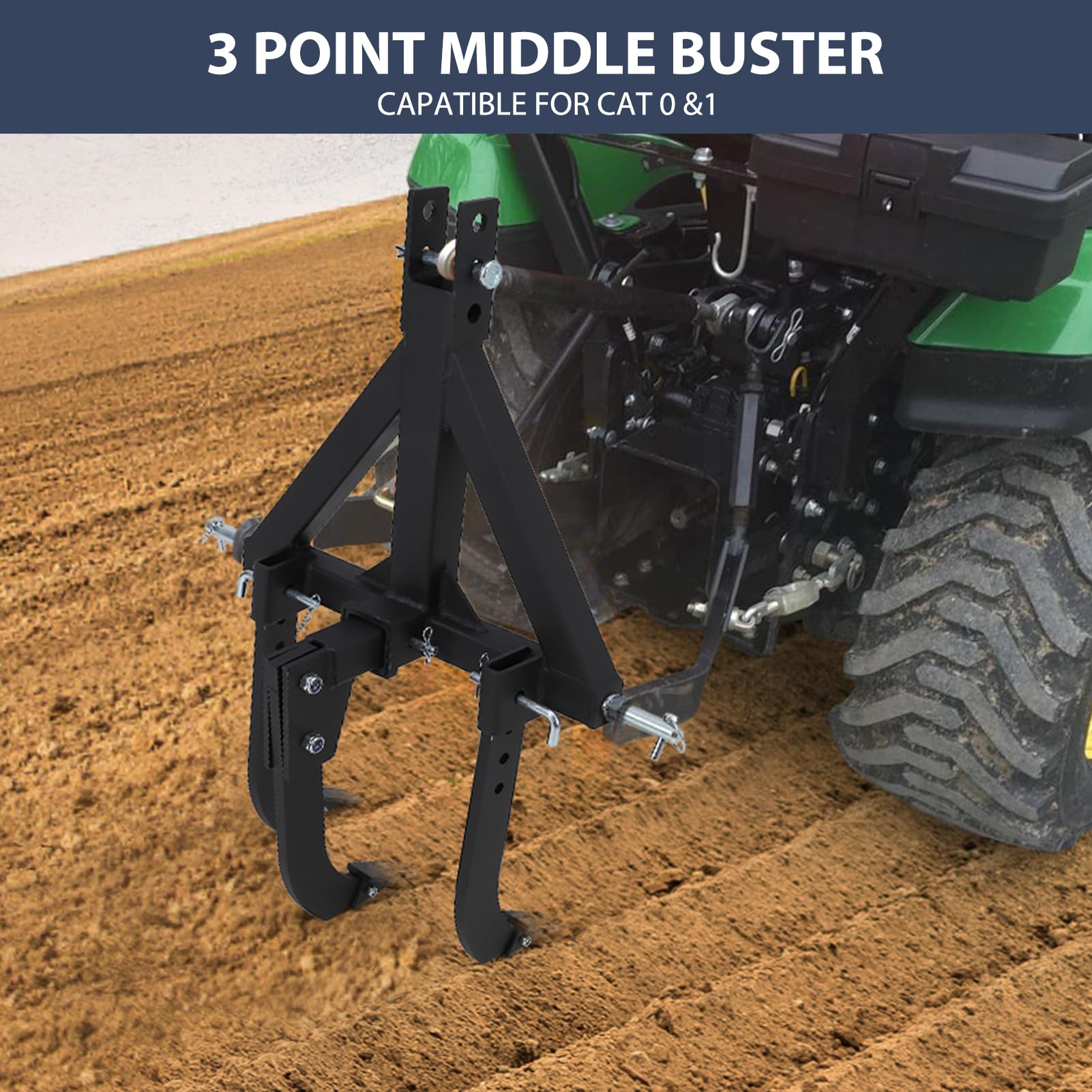 Garvee Middle Buster for CAT 0& 1, 3-Point Quick Hitch Tractors with 3 Adjustable & Replaceable Ripper Shanks, Upgraded Heavy Duty Steel Furrowing Plow - Image 8