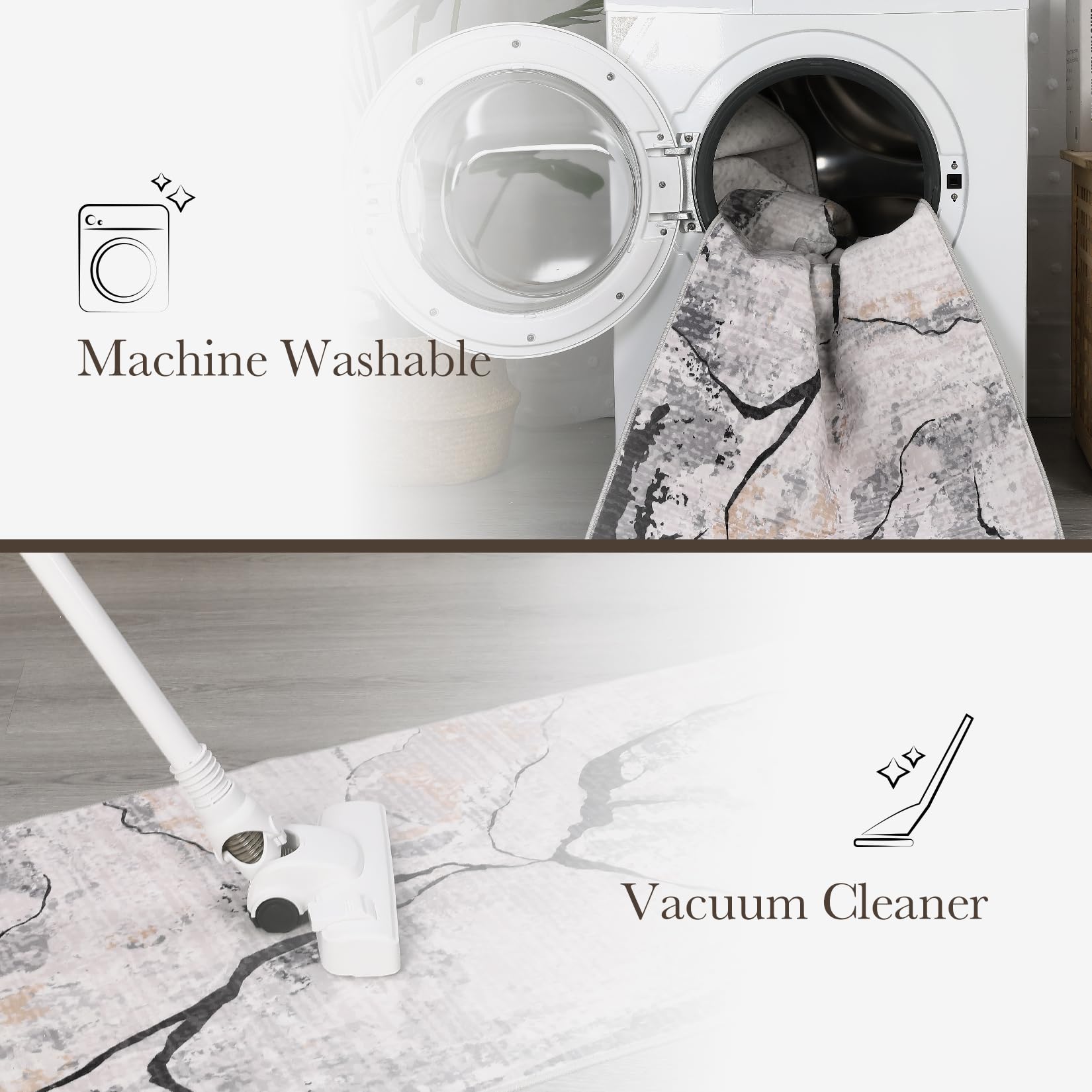 Garvee Modern Abstract 5x7 Area Rug Grey Washable Non Slip Living Room Rugs Low Pile Contemporary Throw Bedroom Mat Foldable Thin Rugs Non Shed Floor Carpet for Dining Room Office Home - Image 7