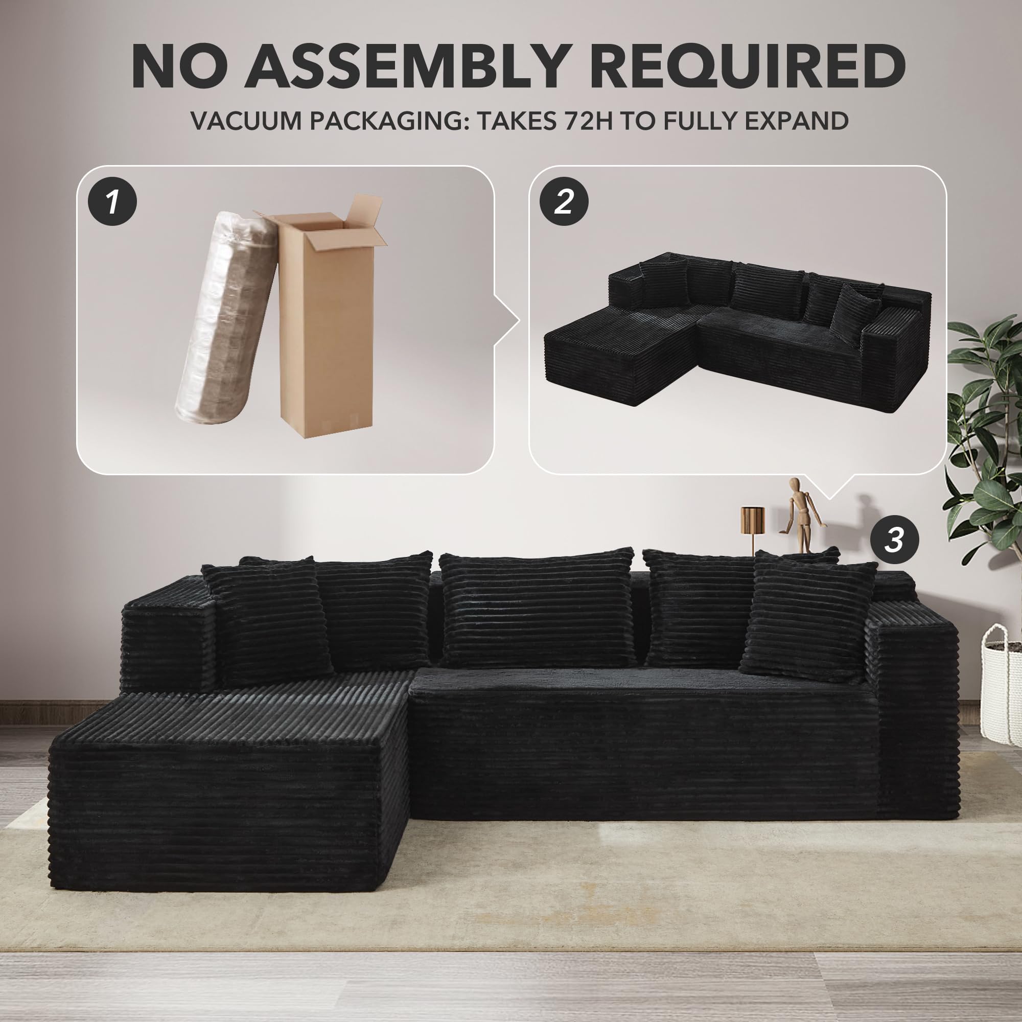 Garvee Modular Sectional Sofa Cloud Sectional Couch, 106" Comfy Fluffy L Shaped Couches for Living Room,Oversized Sofa Sleeper with Deep Seat, No Assembly Required - Image 6