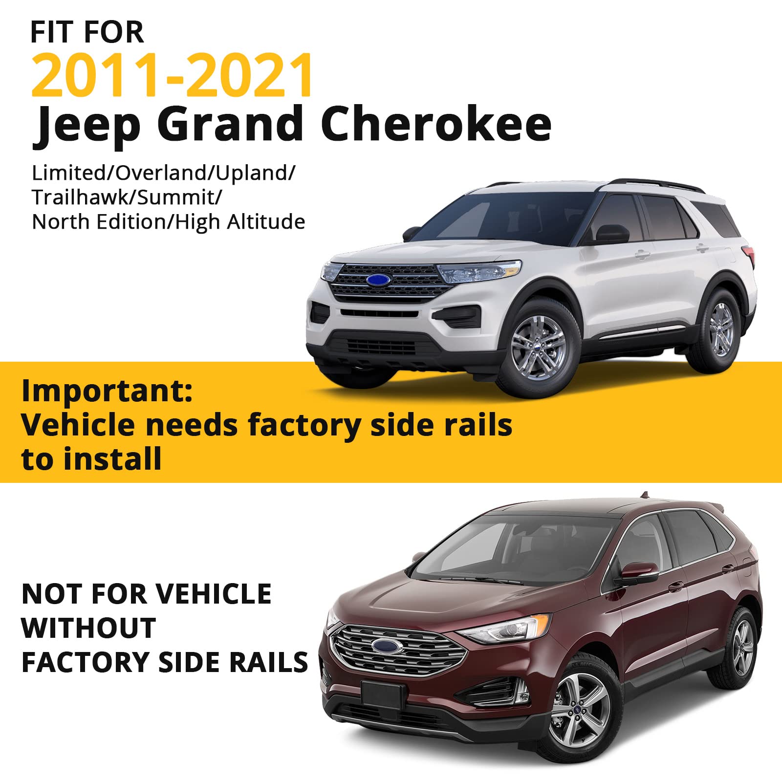 GARVEE Roof Rack Cross Bars, Roof Rails with Lock, Crossbar Compatible with 2011-2021 Jeep Grand Cherokee, for Rooftop Cargo Carrier, Luggage, Kayak, Bike, Snowboard - Image 5