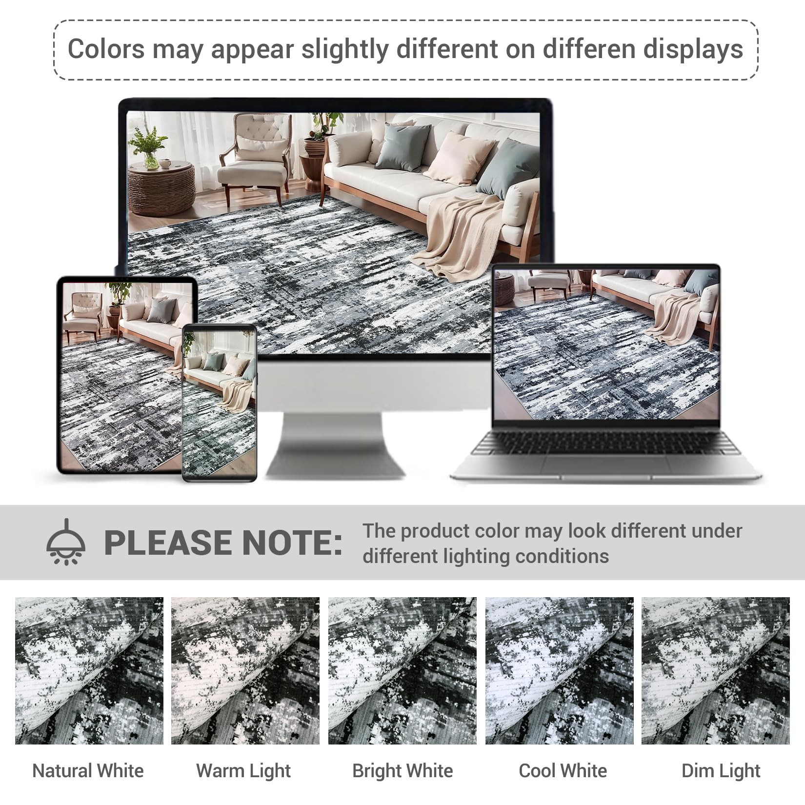 Garvee Runner Rug 2x6 Black Grey Hallway Entryway Runner Washable Modern Abstract Area Rug Low Pile Non Slip Kitchen Runner Mat Contemporary Throw Runner Rug Soft Floor Cover for Bedroom - Image 6