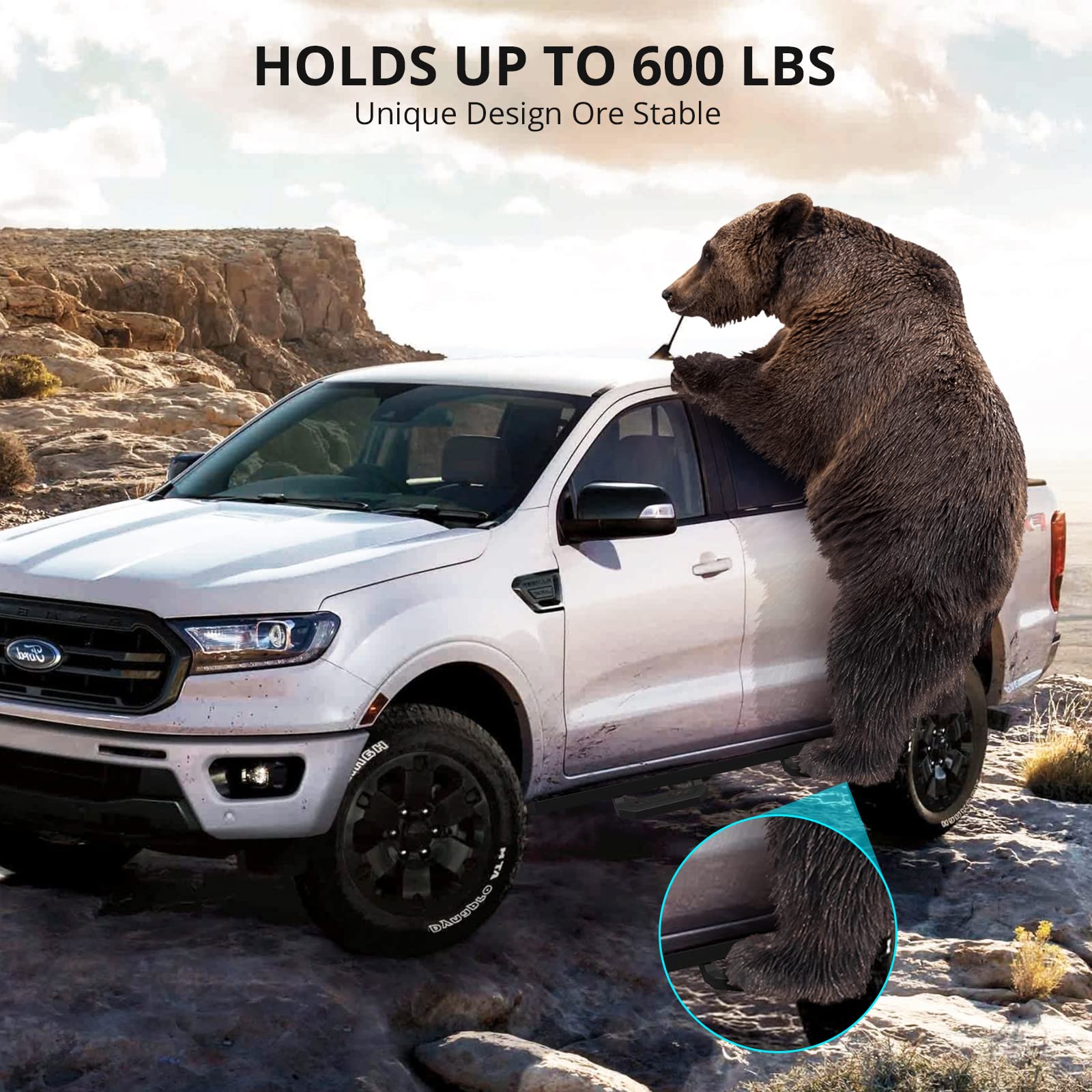 Garvee Running Boards Compatible with 2015-2022 Chevy Colorado/GMC Canyon Crew Cab, Drop Side Steps Nerf Bars Rock Slider, Car Steel Step Guards, Pickup Truck Step Rails Accessories - Image 4