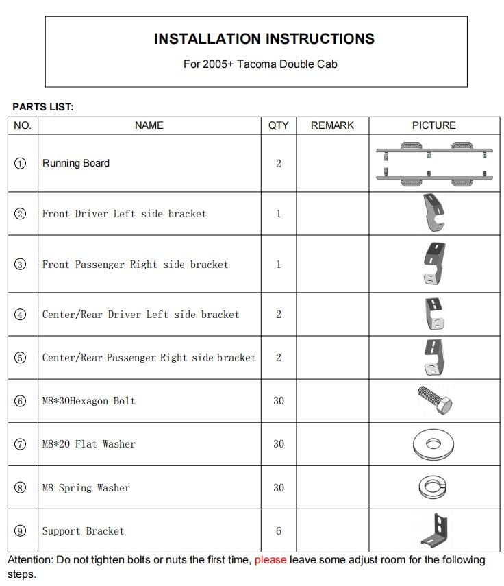 Garvee Running Boards Fit 2005-2023 Toyota Tacoma Double Cab Truck Pickup 7 in Drop Fine Texture Black Side Steps Nerf Bars Rock Slider Armor Off-Road Accessories - Image 5