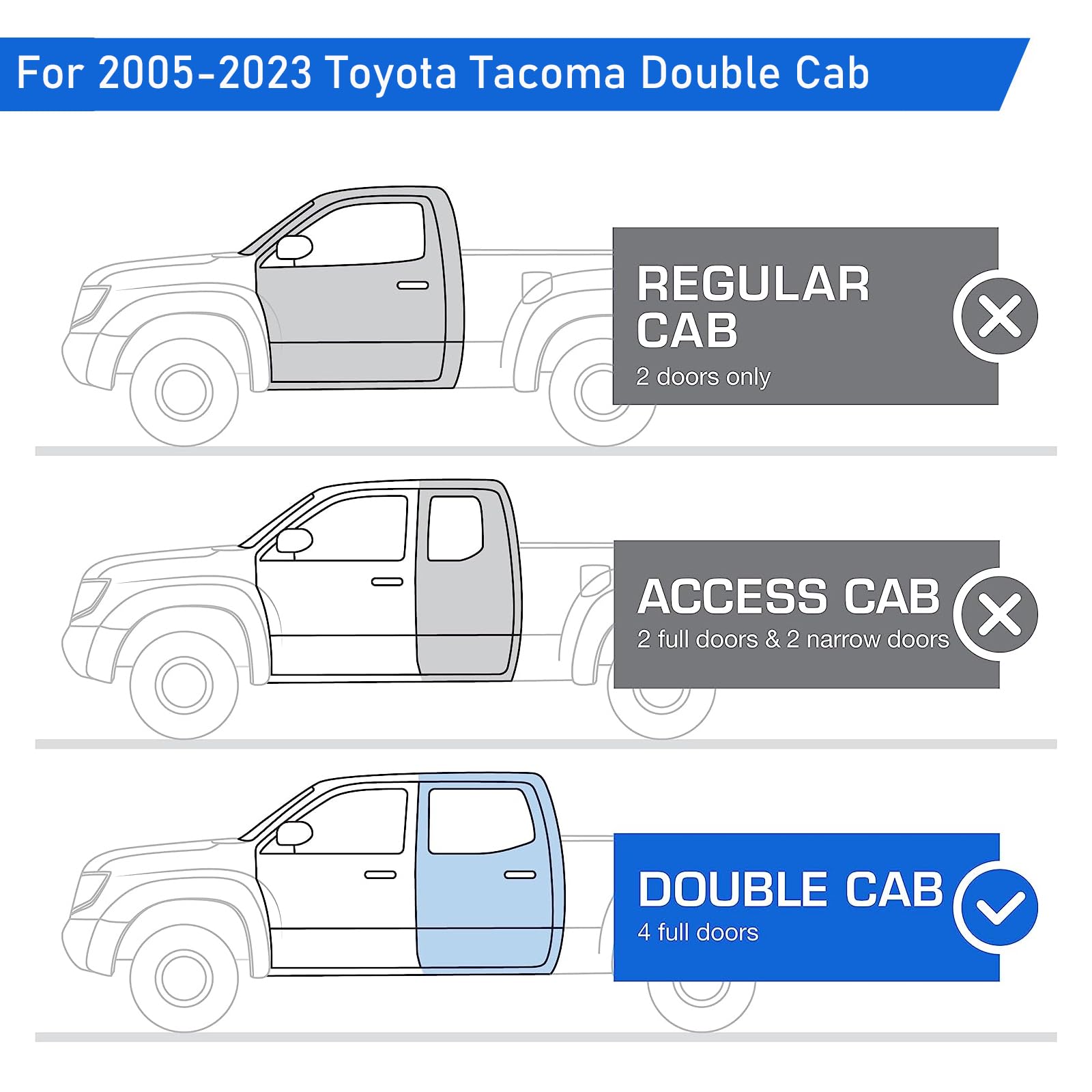 Garvee Running Boards Fit 2005-2023 Toyota Tacoma Double Cab Truck Pickup 7 in Drop Fine Texture Black Side Steps Nerf Bars Rock Slider Armor Off-Road Accessories - Image 6