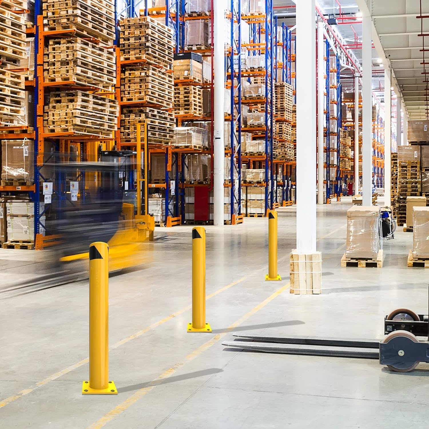 Garvee Safety Bollard 6 Packs, Garvee 36 in Height Bollard Post, 4.5 in Diameter, Yellow Safety Steel Bollard Post with 24 Anchor Bolts, for Traffic Control, Driveway Barrier, Parking Pole - Image 7