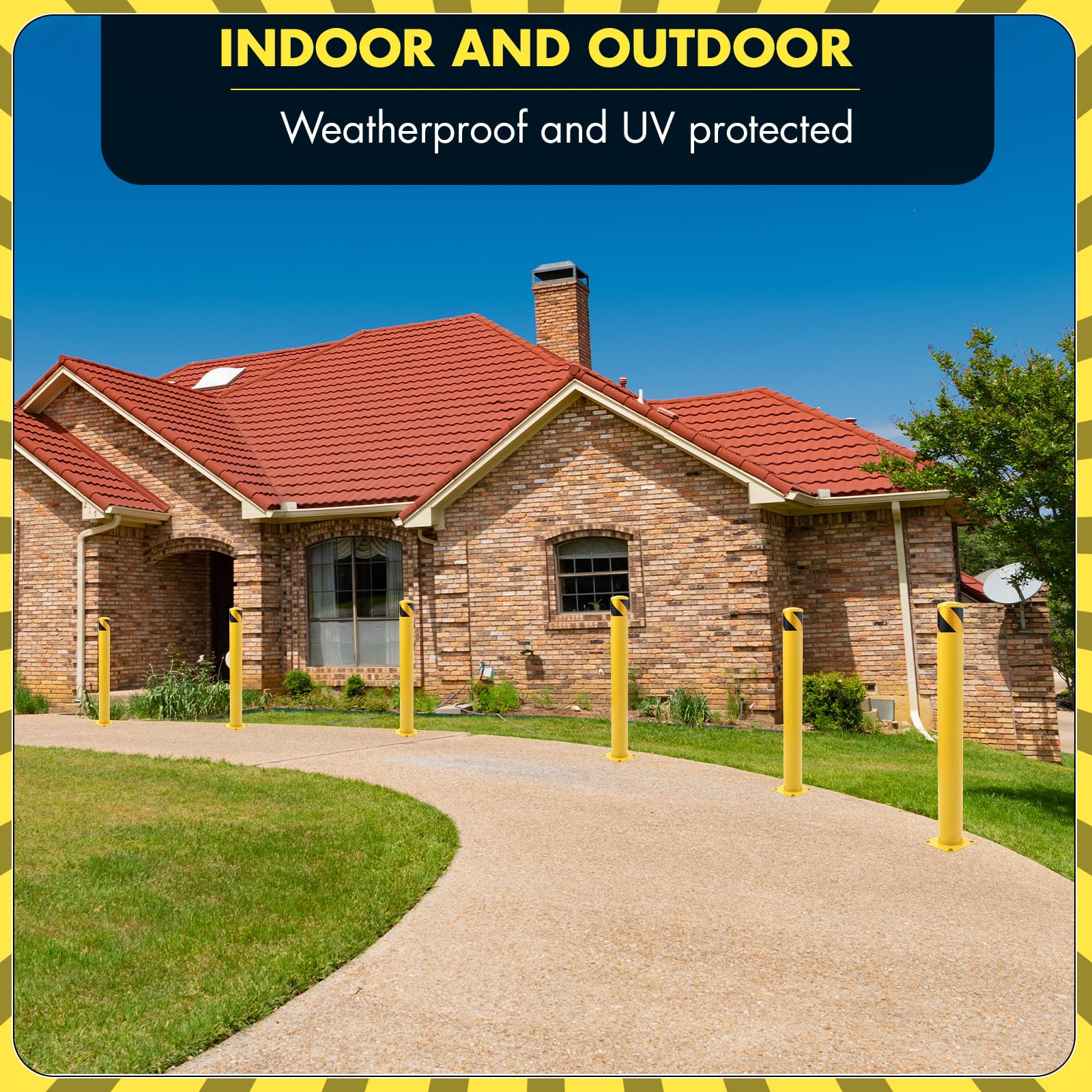 GARVEE Safety Bollard Post, 42 x 4.5 in Steel Removable Traffic Parking Barrier Bollards, Yellow, 2 Pack - Image 7