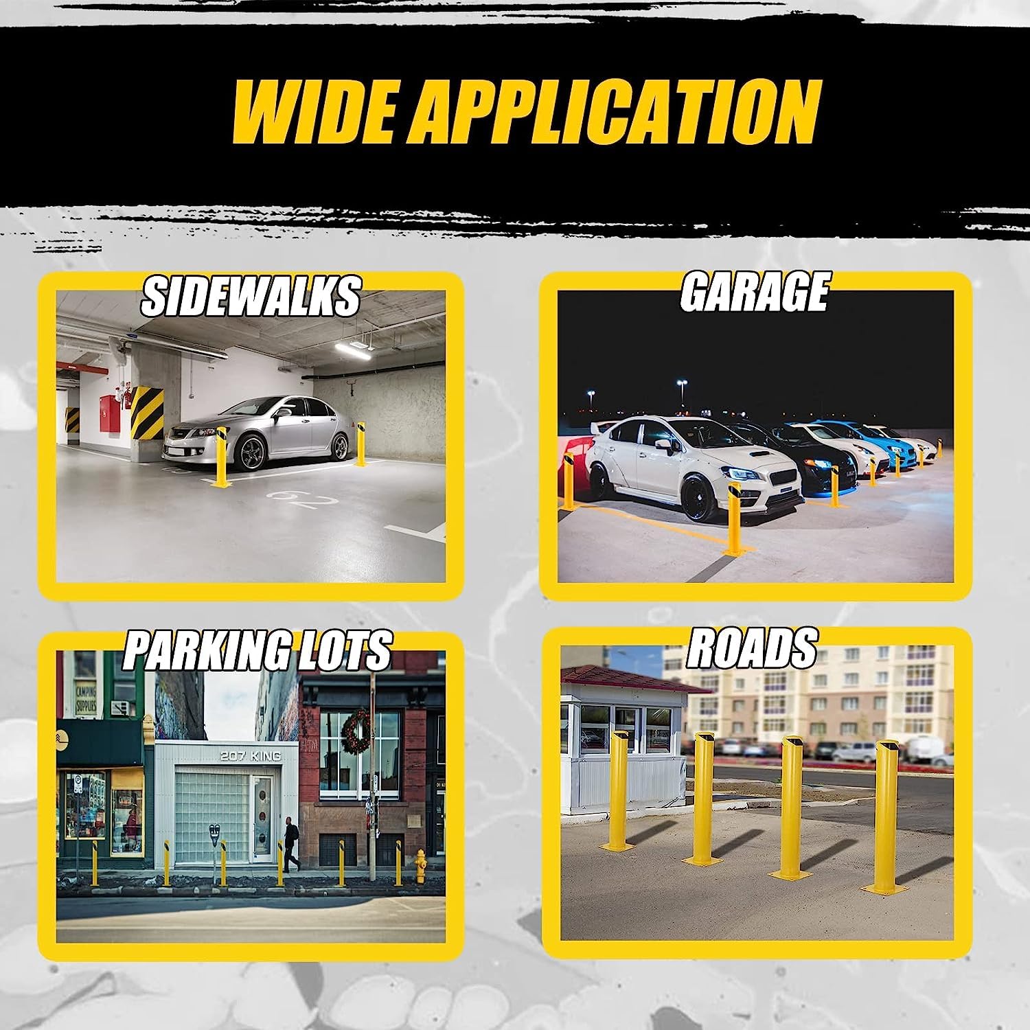 Garvee Safety Bollard, Towallmark 4 Packs 36 in Height Bollard Post, 4.5 in Diameter, Yellow Safety Steel Bollard Post with 8 Anchor Bolts, for Traffic Control, Driveway Barrier, Parking Pole - Image 7