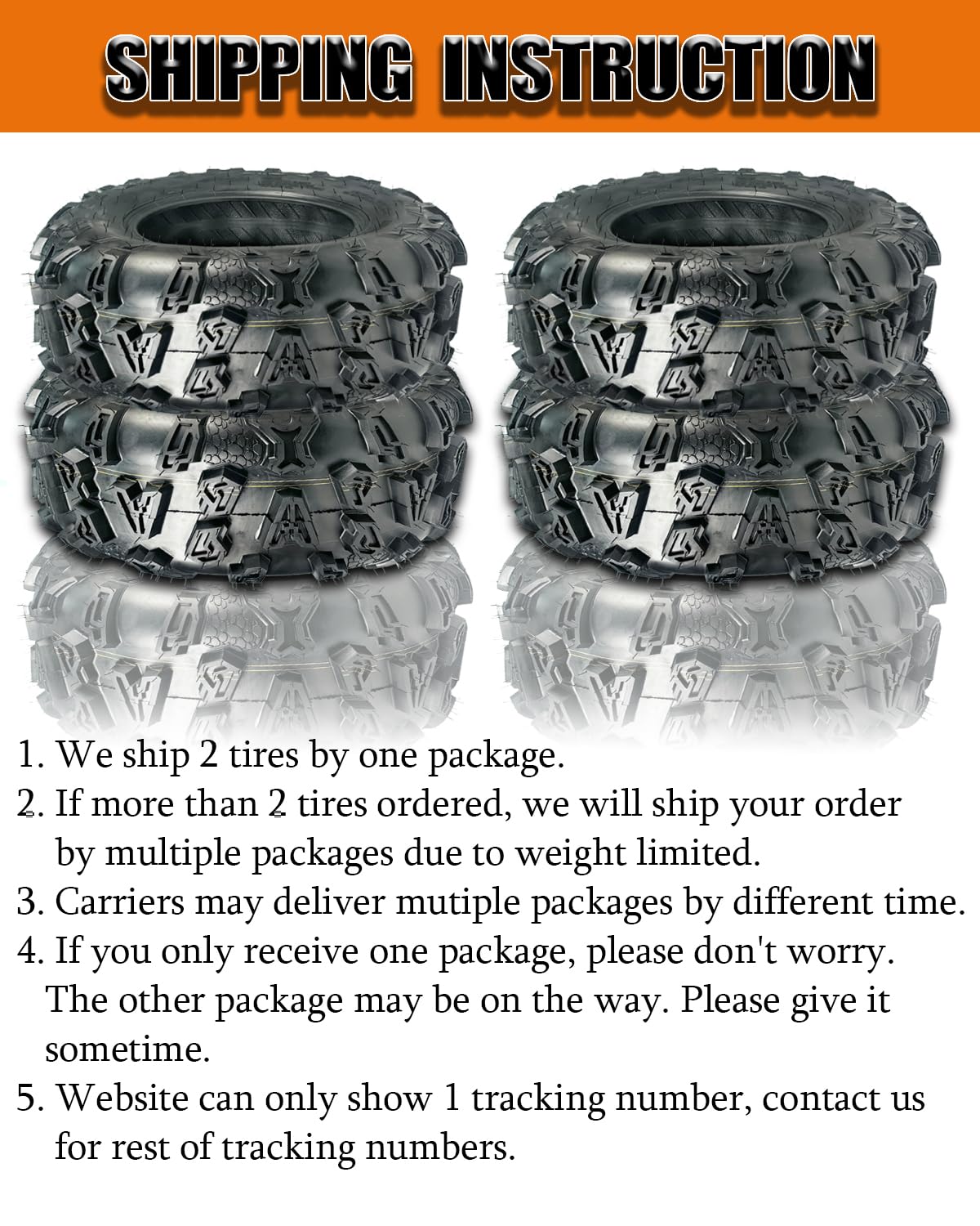 Garvee Set of 2 25x10-12 Front ATV Tires, 25x10x12 25 10 12 All Terrain Off-Road Tires for Quad, Four Wheeler, Utility Vehicle, 4PR Tubeless - Image 8