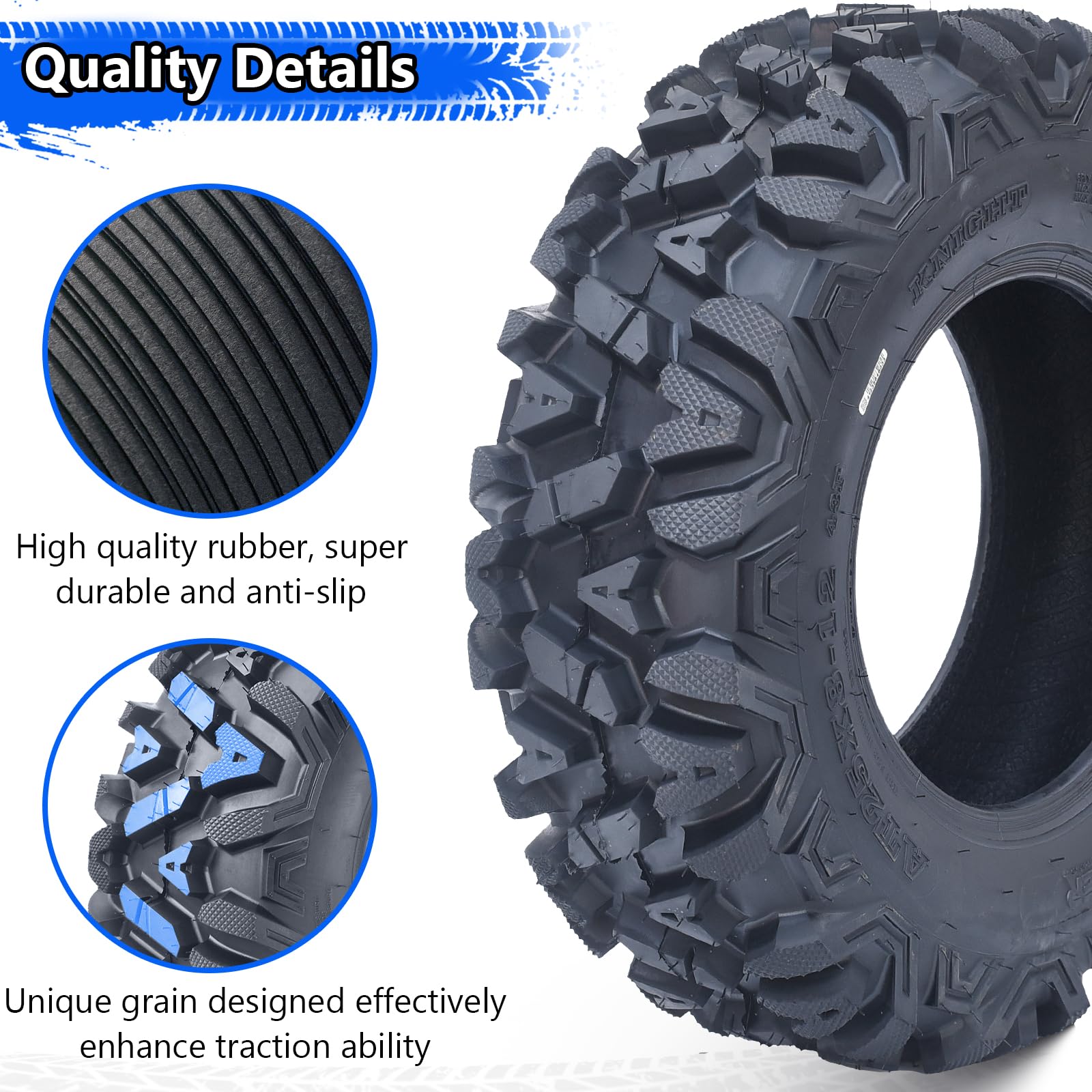 Garvee Set of 2 Garvee ATV Trail Tires 25x8-12/6PR Knobby Sport Tires, Tubeless, AT25x8-12-6PR TL KNIGHT - Image 3