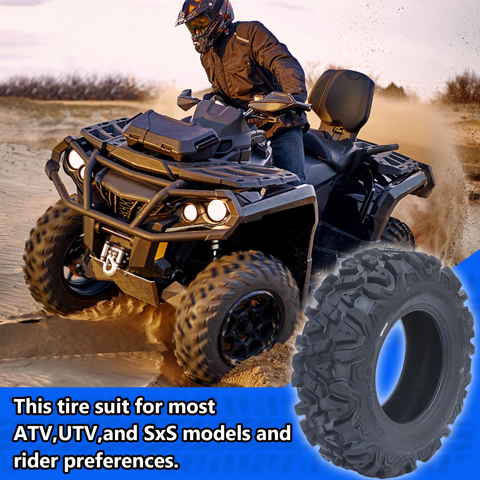Garvee Set of 2 Garvee ATV Trail Tires 25x8-12/6PR Knobby Sport Tires, Tubeless, AT25x8-12-6PR TL KNIGHT - Image 5