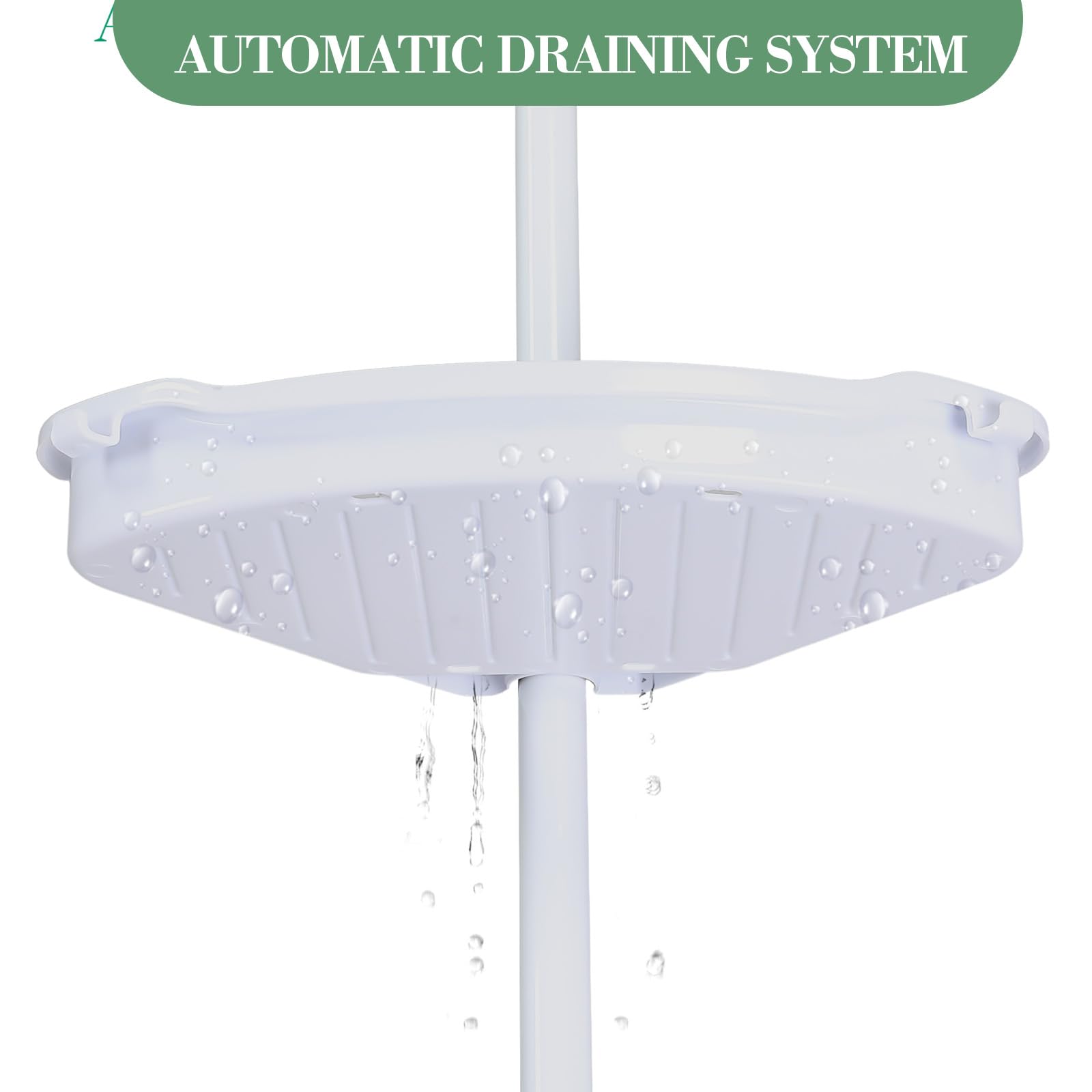 Garvee Shower Caddy Tension Pole: 4-Tier Rust-Resistant djustable Trays bathroom storage 123in, Height Adjustable Trays Shower Shelves for Bathroom, White - Image 8