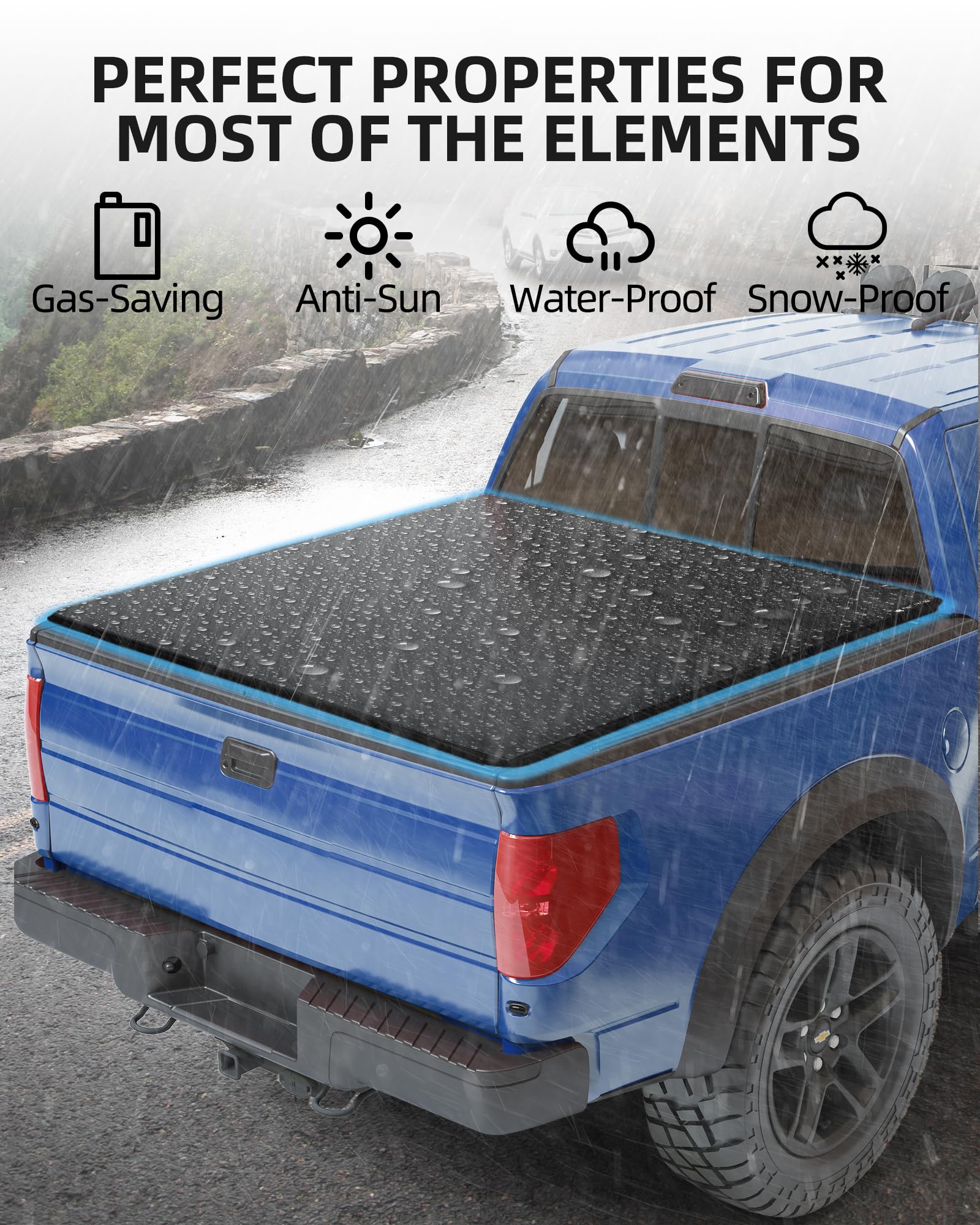 Garvee Soft Roll-up Truck Bed Tonneau Cover Compatible with 2004-2024 Ford F-150 5.5 ft (67 in) Bed - Image 3