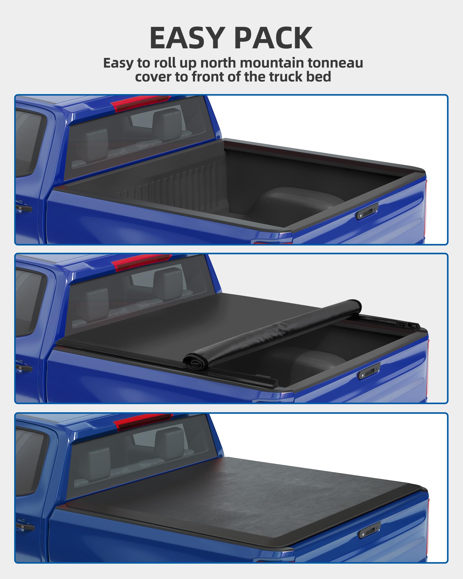 Garvee Soft Roll-up Truck Bed Tonneau Cover Compatible with 2004-2024 Ford F-150 5.5 ft (67 in) Bed - Image 4
