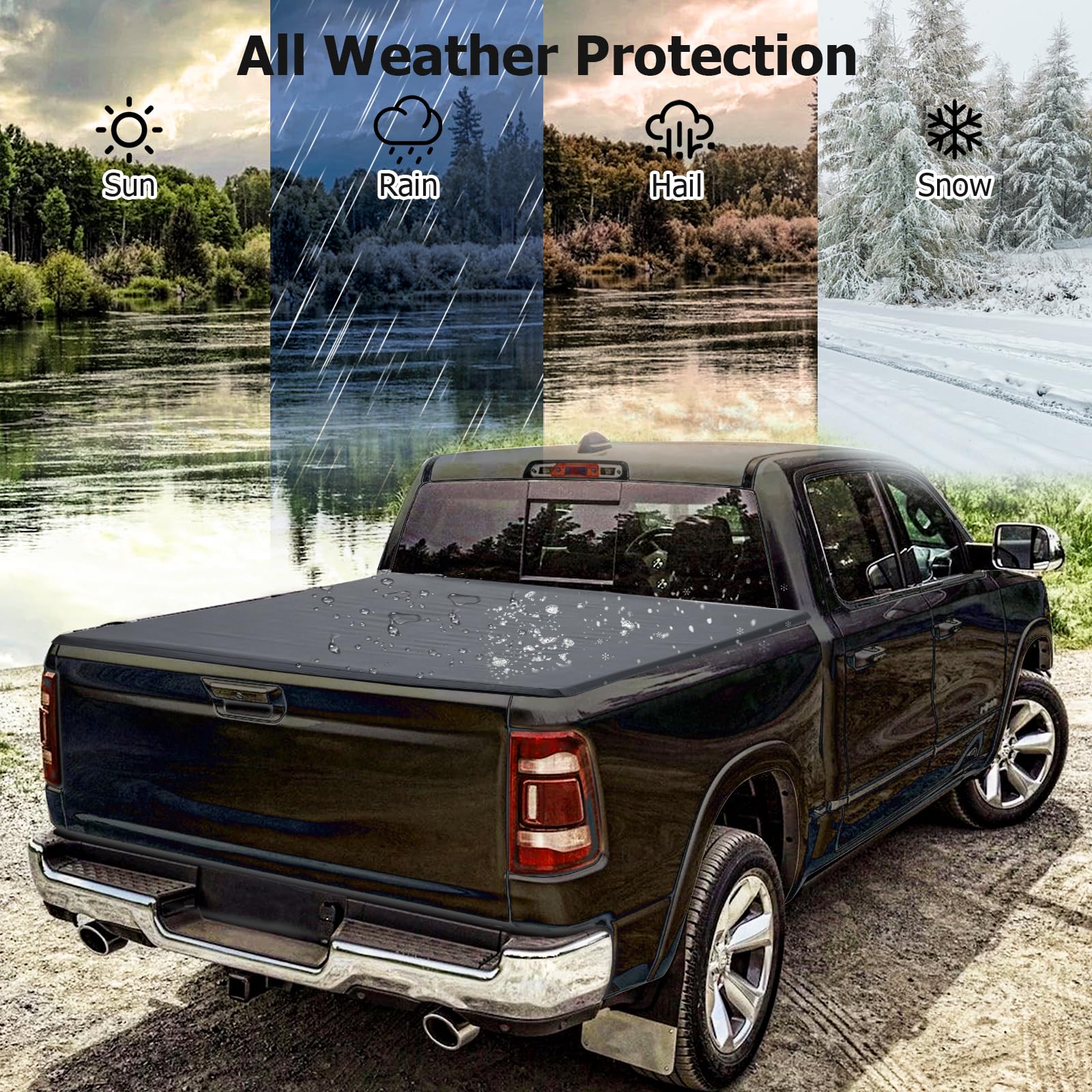 Garvee Soft Tri-fold Truck Bed Tonneau Cover Compatible with 2015-2023 F150 Supercrew Double cab 5.5 ft/67.1 in Bed - Image 4