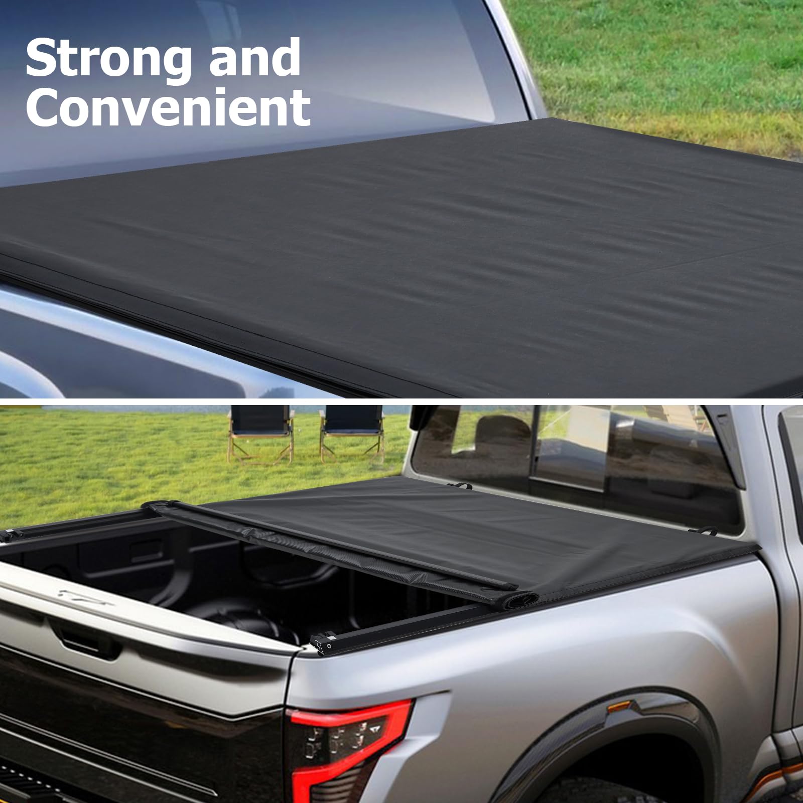 Garvee Soft Tri-fold Truck Bed Tonneau Cover Compatible with 2015-2023 F150 Supercrew Double cab 5.5 ft/67.1 in Bed - Image 5