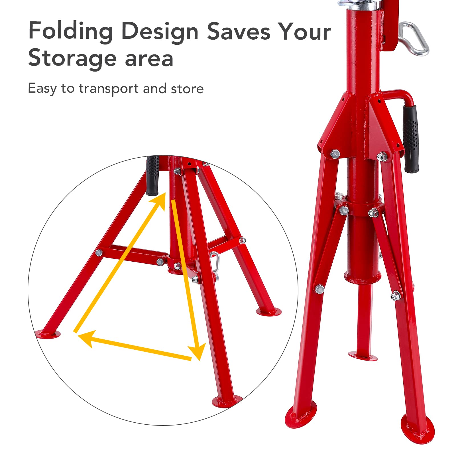 Garvee V Head Pipe Jack Stand,1/8 in-12 in Capacity,Adjustable Height 28 in -52 in, 2500 LB,Heavy Duty Carbon Steel Body More Durable, Folding Portable Pipe,Steel Jack Stands - Image 4