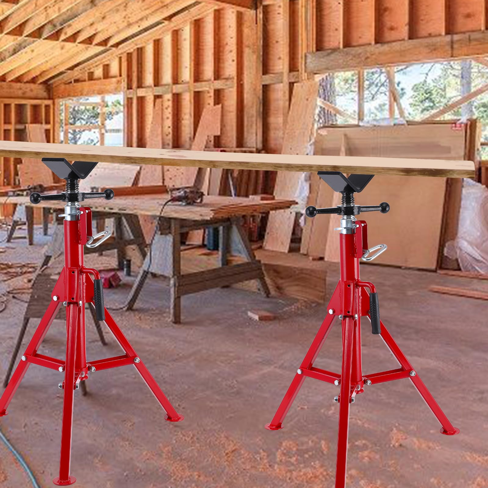 Garvee V Head Pipe Jack Stand,1/8 in-12 in Capacity,Adjustable Height 28 in -52 in, 2500 LB,Heavy Duty Carbon Steel Body More Durable, Folding Portable Pipe,Steel Jack Stands - Image 6