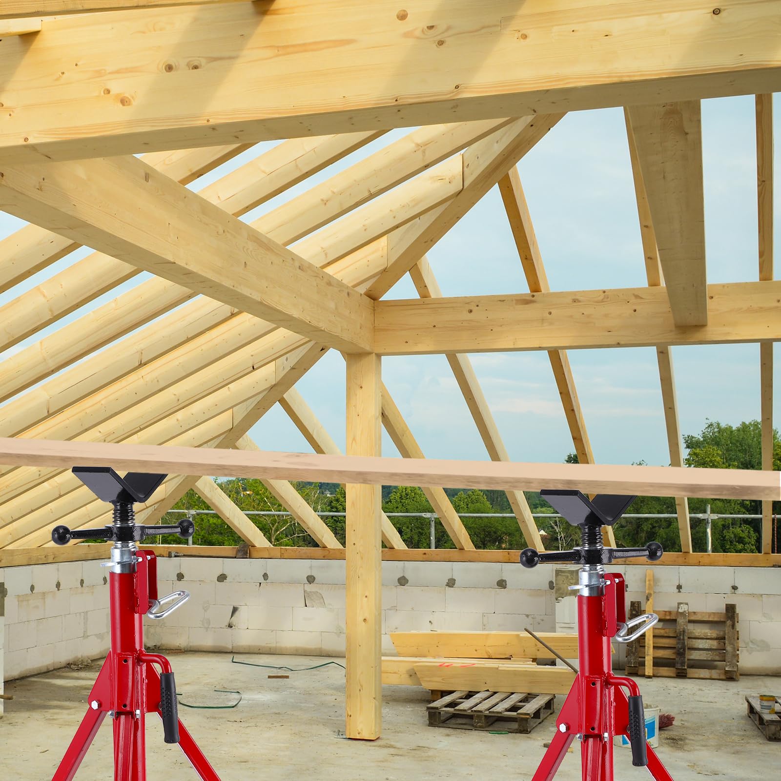 Garvee V Head Pipe Jack Stand,1/8 in-12 in Capacity,Adjustable Height 28 in -52 in, 2500 LB,Heavy Duty Carbon Steel Body More Durable, Folding Portable Pipe,Steel Jack Stands - Image 7