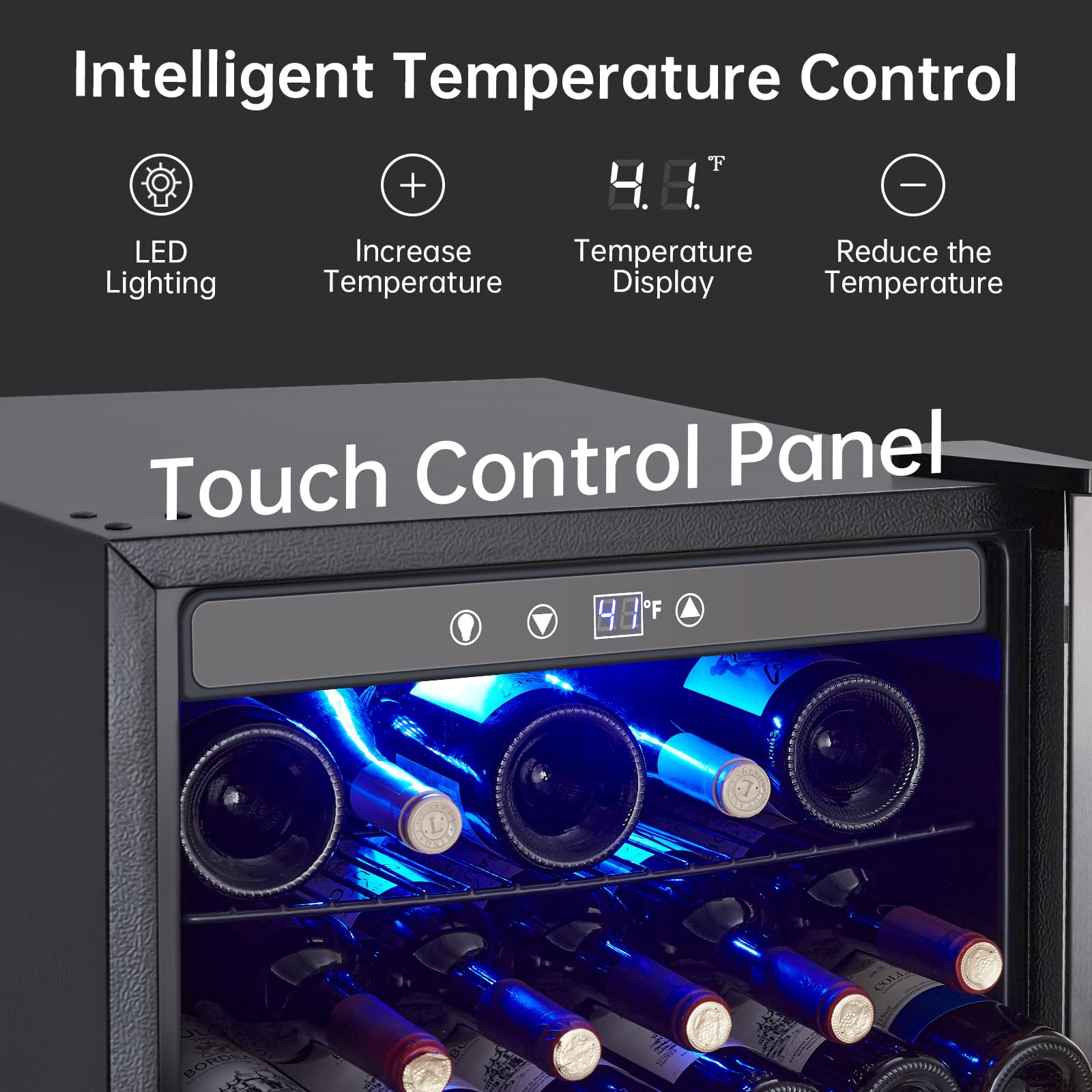 Garvee Wine Fridge 36 Bottle, Wine Cooler Refrigerator with 40~61°F Digital Temperature Control, Wine Refrigerator Freestanding for Red White Wine, Champagne, Beer with Blue Interior Light - Image 4