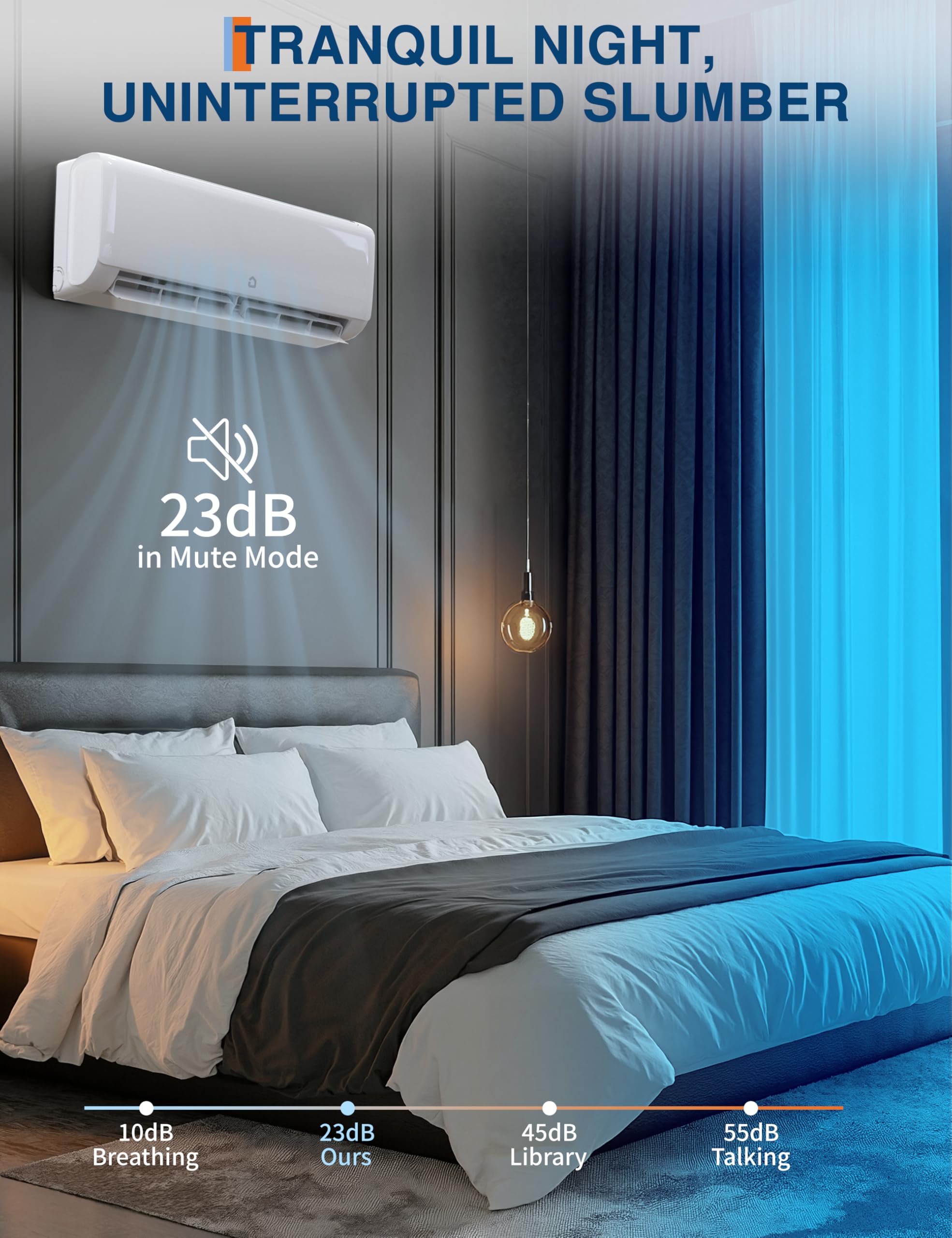 GarveeTech 9000 BTU Mini Split Air Conditioner,18.5 SEER2 Ductless Inverter AC w/ 230V, Cool Up to 450 Sq. Ft with Heat Pump System, Compatible with Alexa, White - Image 4