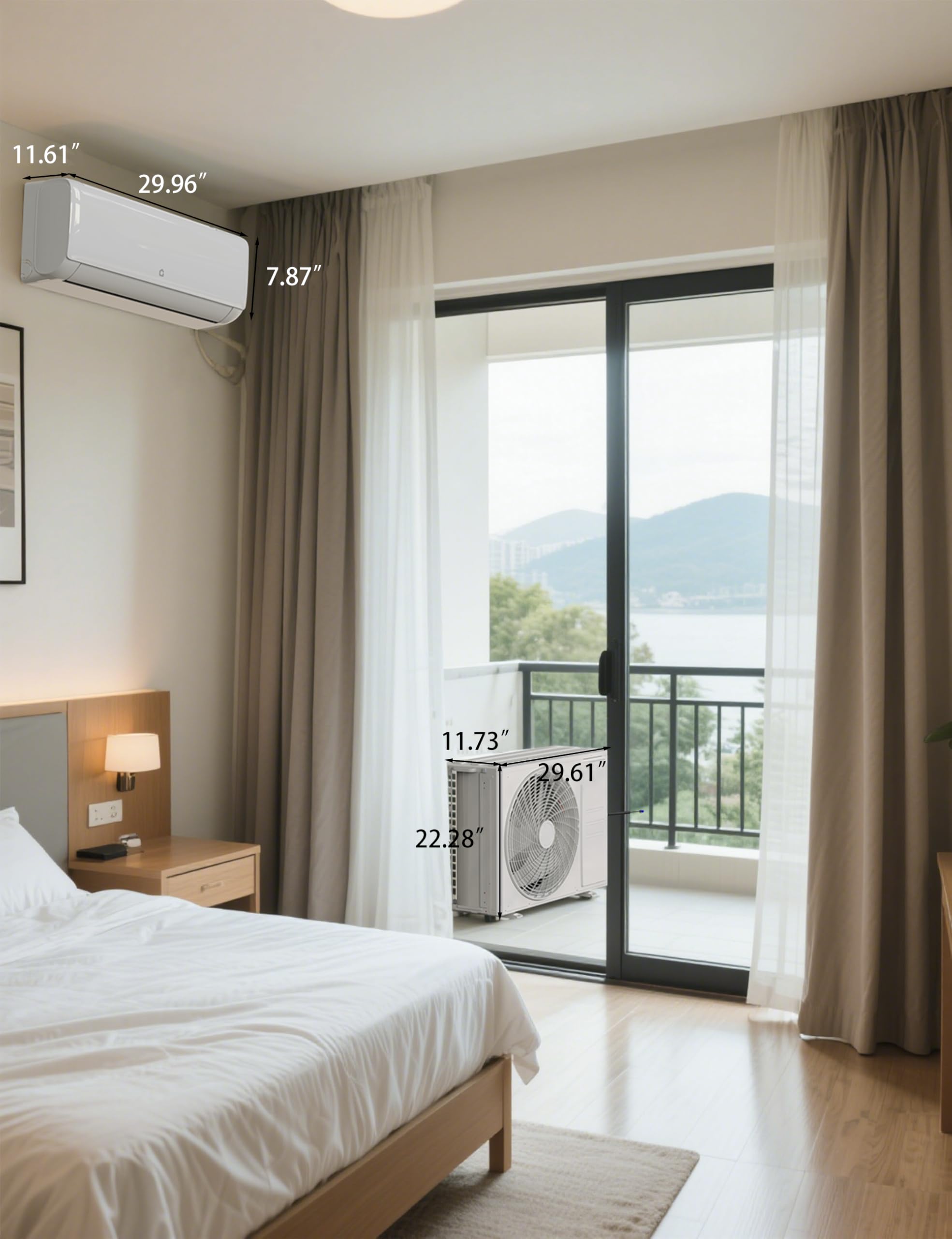 GarveeTech 9000 BTU Mini Split Air Conditioner,18.5 SEER2 Ductless Inverter AC w/ 230V, Cool Up to 450 Sq. Ft with Heat Pump System, Compatible with Alexa, White - Image 6