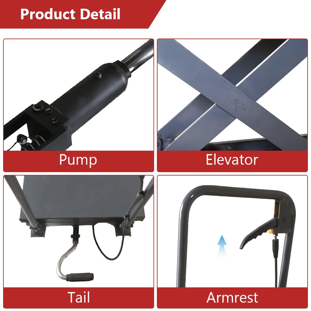 Hydraulic Scissor Cart Lift Table, 500 LBS Capacity 28.5 in Lifting Height Manual Scissor Lift Table w/ 4 Wheels and Foot Pump for Material Handling - Image 4