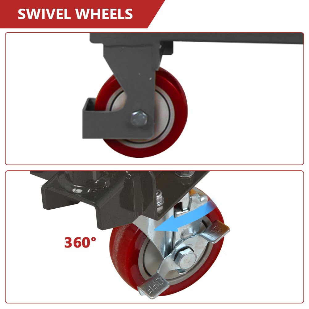 Hydraulic Scissor Cart Lift Table, 500 LBS Capacity 28.5 in Lifting Height Manual Scissor Lift Table w/ 4 Wheels and Foot Pump for Material Handling - Image 5