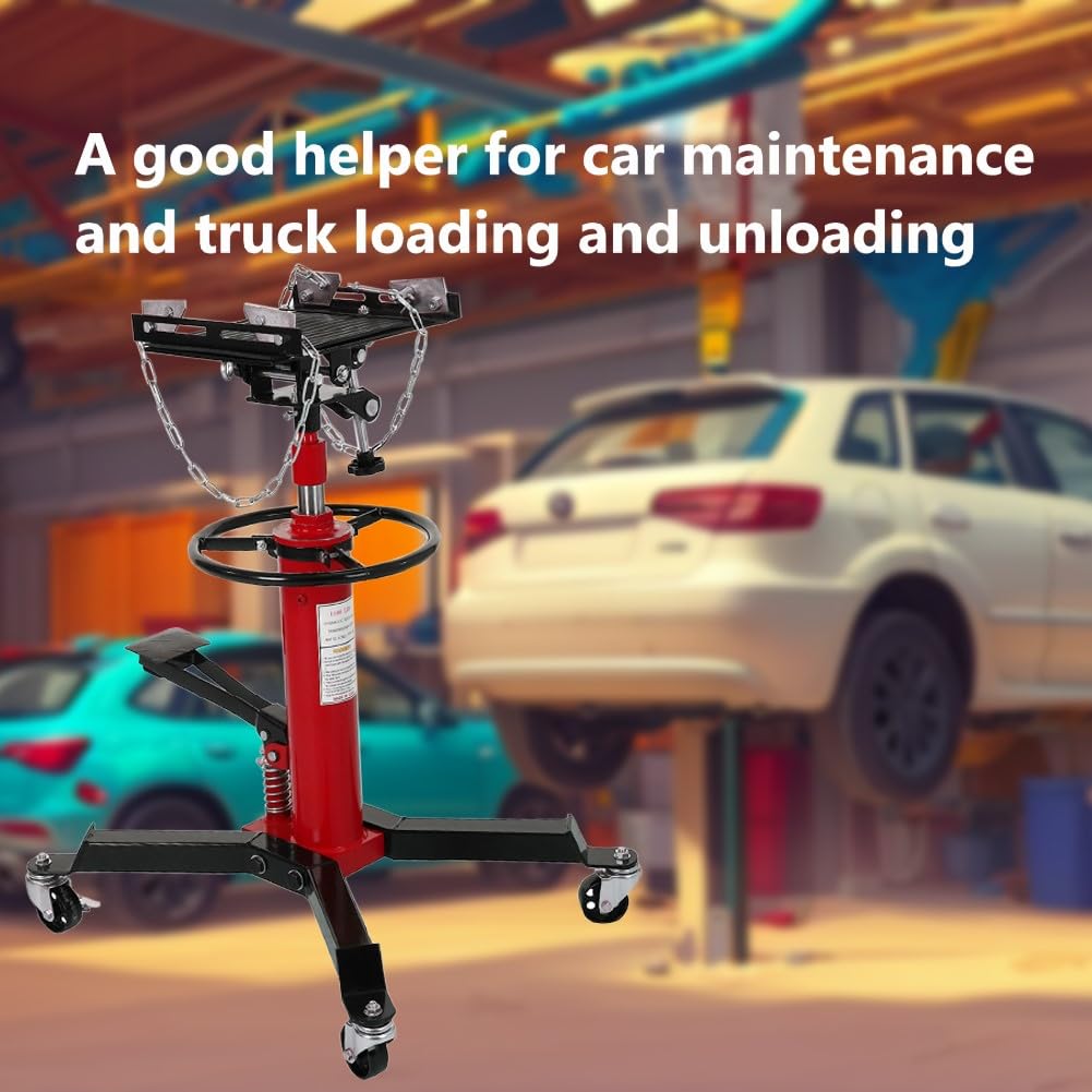 Transmission Jack, 0.6 T/1322 LBS Hydraulic Telescopic Transmission Jack, 2-Stage Floor-Standing Transmission Jack, with Foot Pedal, 360° Swivel Wheel, Garage/Workshop/Car Lift, Blue - Image 6