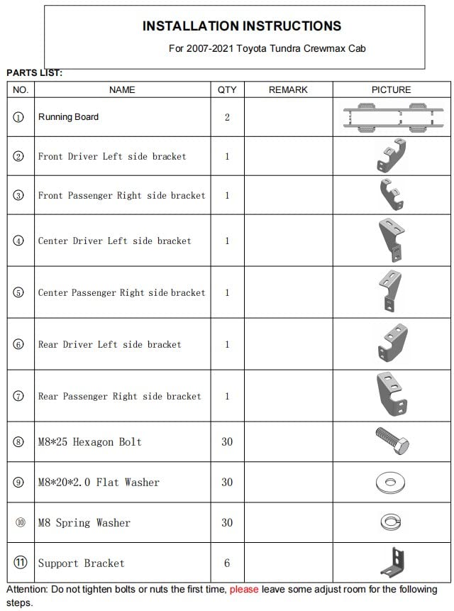 unning Boards for 2007-2021 Tundra CrewMax Cab, 7 in Side Steps Nerf Bars Truck Step Rails - Image 5
