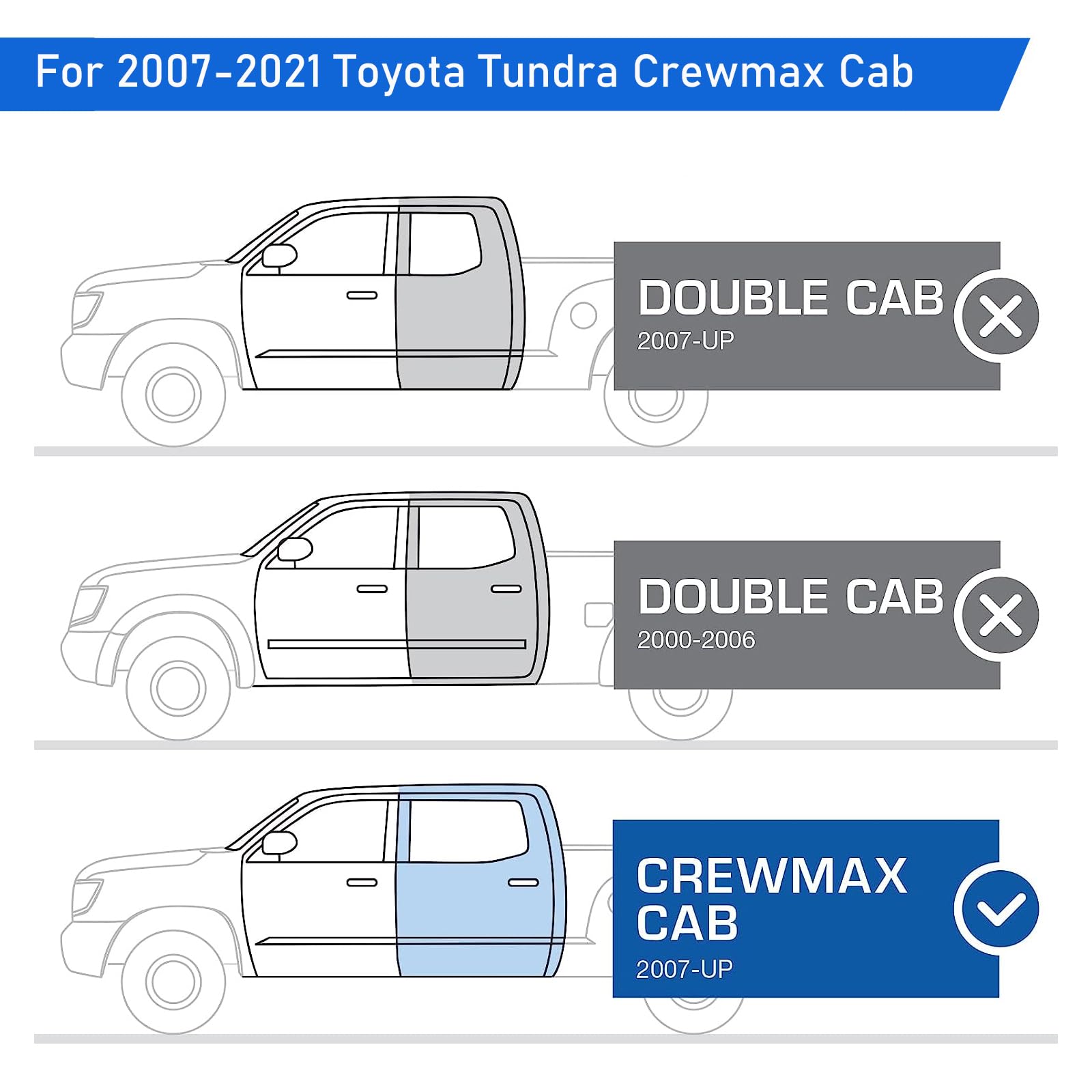 unning Boards for 2007-2021 Tundra CrewMax Cab, 7 in Side Steps Nerf Bars Truck Step Rails - Image 6